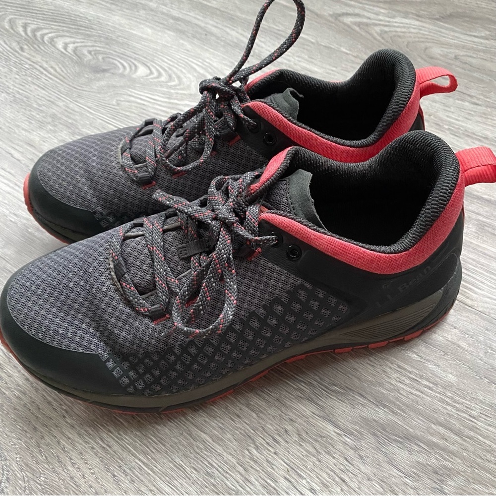 L.L. Bean Women's North Peak Ventilated Trail Shoes Gray/Coral Size 9.5